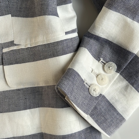 Banana Republic stripped Blazer navy blue and white Linen and Cotton mix - Picture 7 of 8